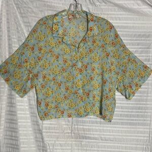 Philosophy Yellow & Blue Floral Blouse size M